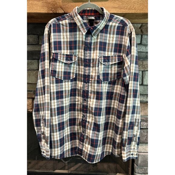 Men’s THE NORTH FACE Plaid Pearl Snap Long Sleeve Shirt Size L *C5 - Picture 1 of 5